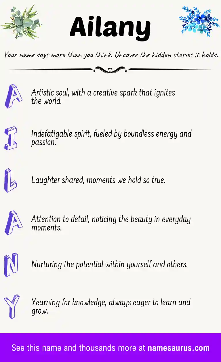 Acrostic poem about Ailany.