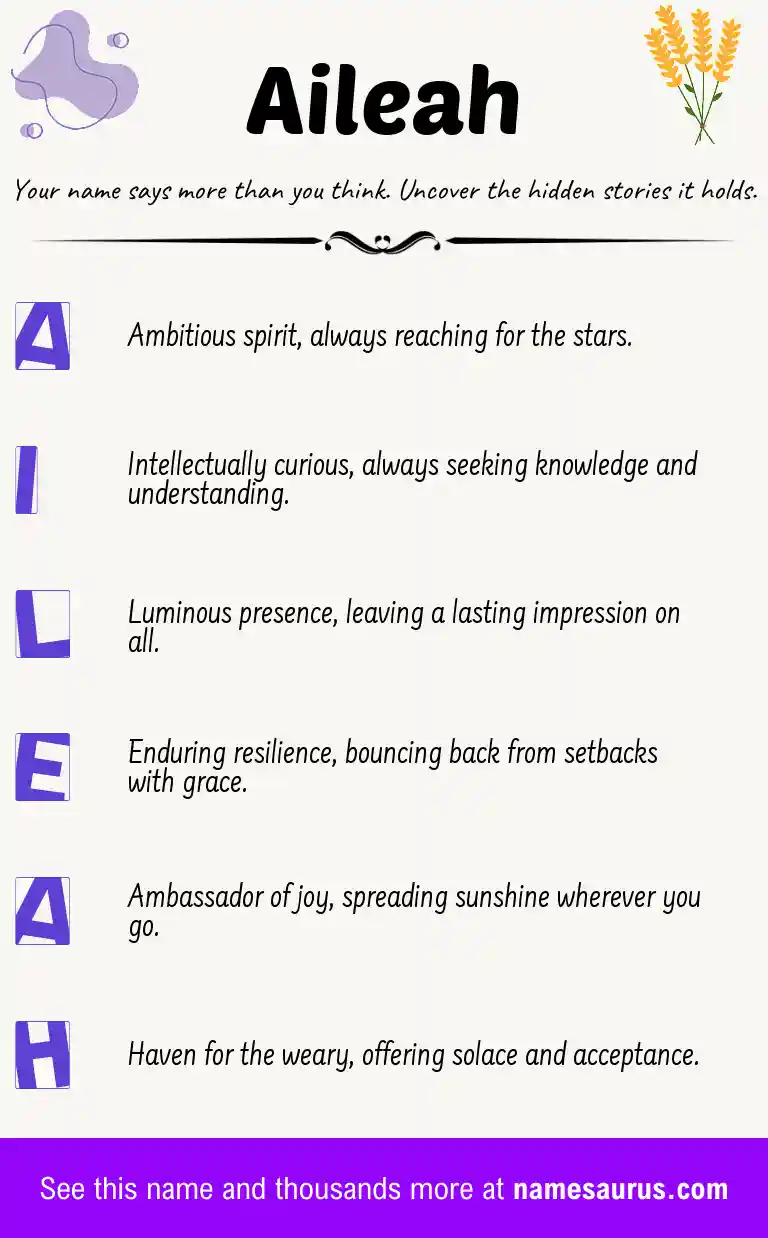 Acrostic poem about Aileah.