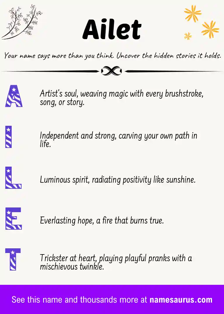 Acrostic poem about Ailet.