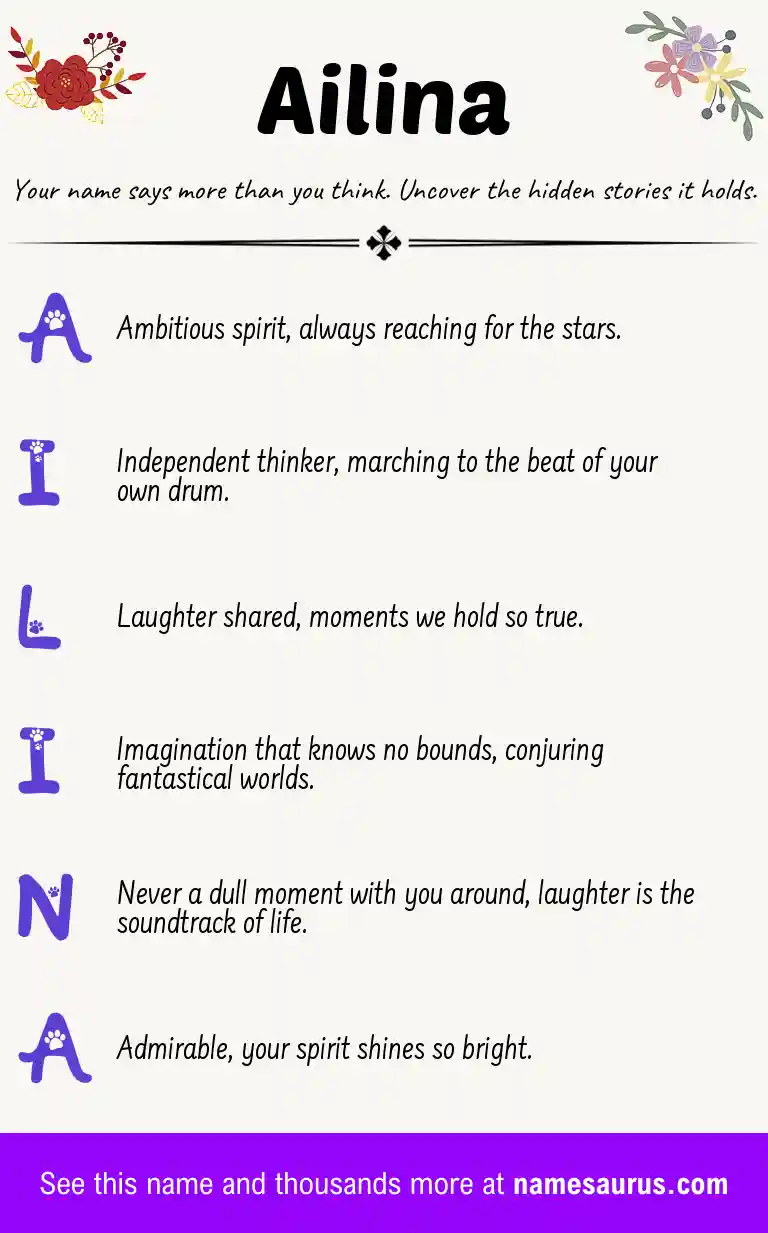 Acrostic poem about Ailina.