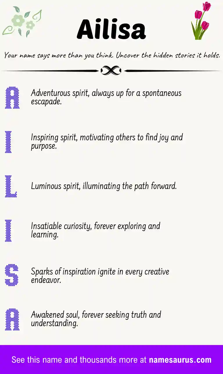 Acrostic poem about Ailisa.
