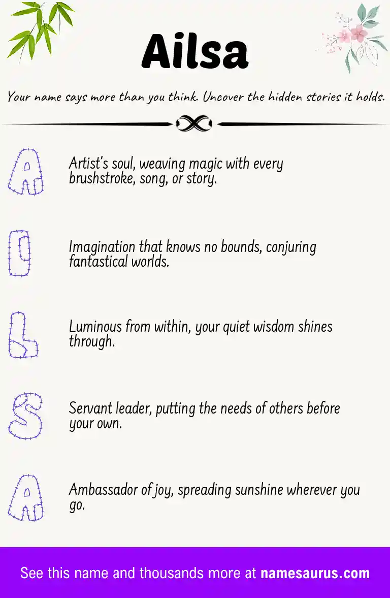 Acrostic poem about Ailsa.