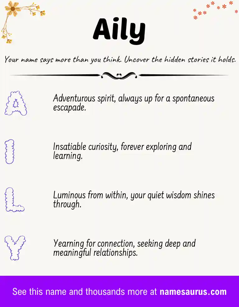 Acrostic poem about Aily.