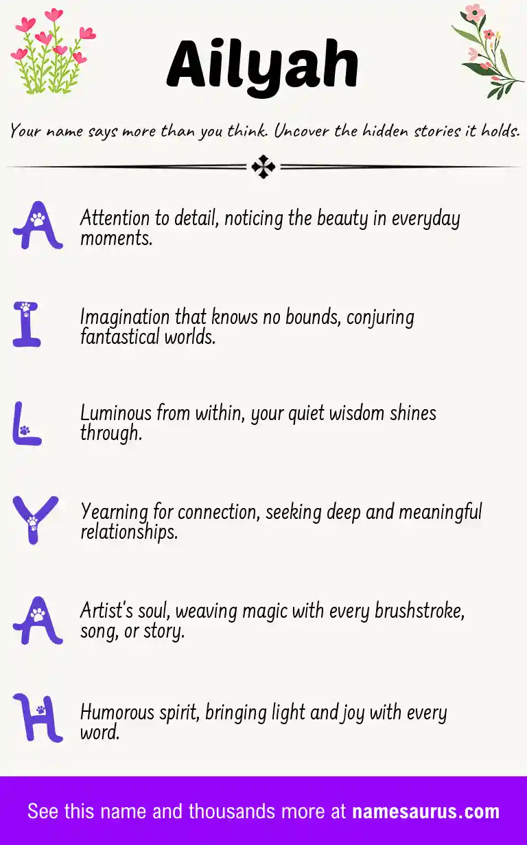 Acrostic poem about Ailyah.