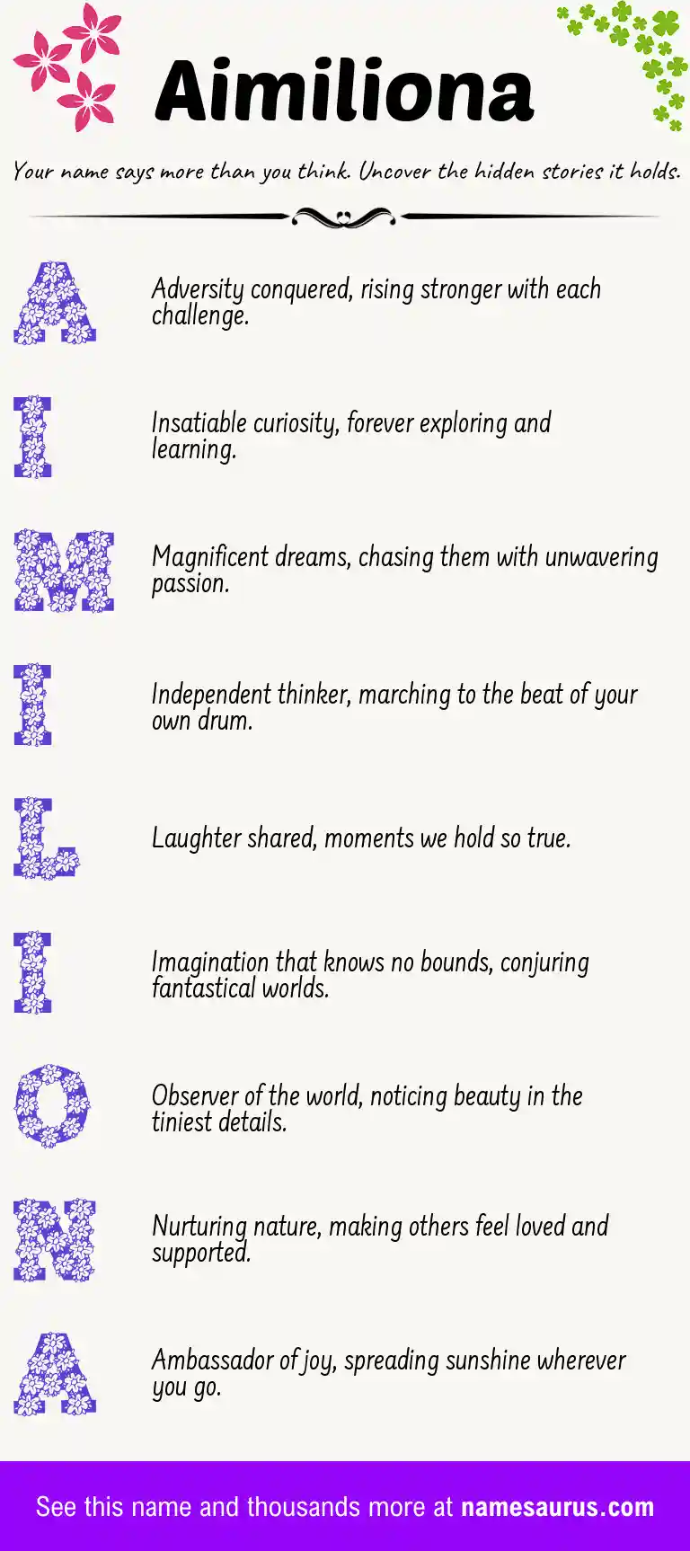 Acrostic poem about Aimiliona.