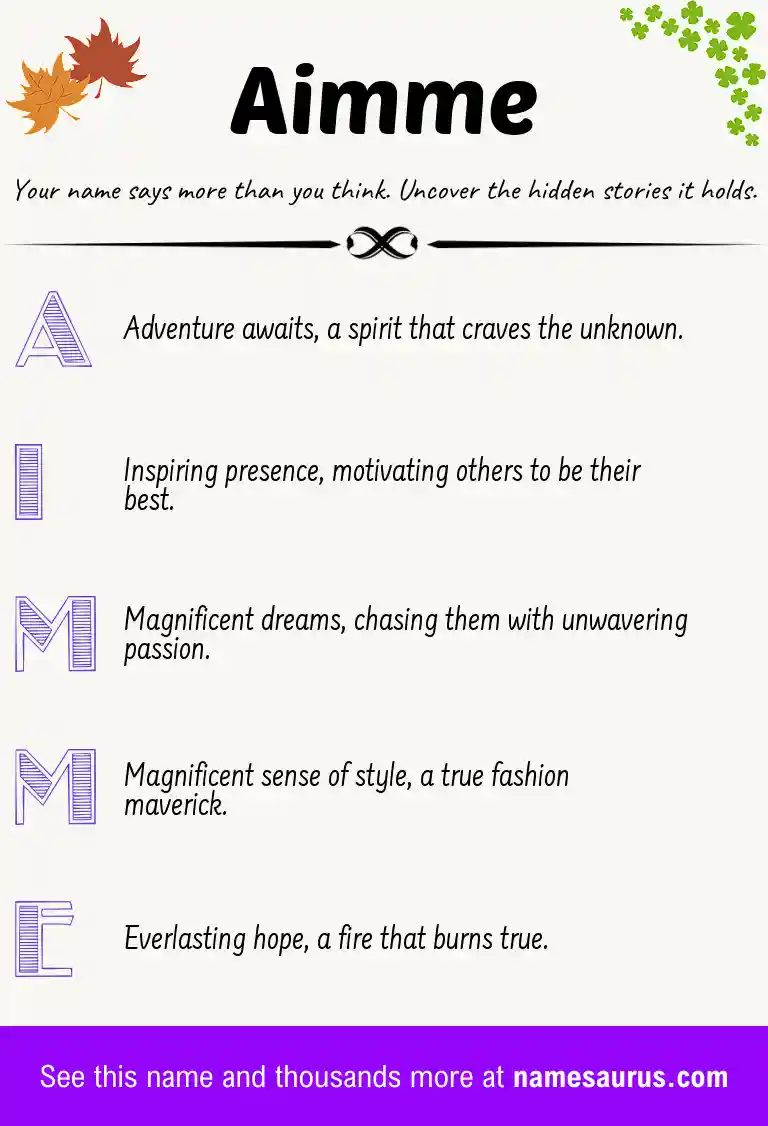 Acrostic poem about Aimme.