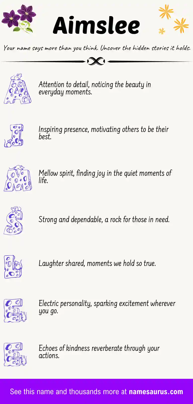 Acrostic poem about Aimslee.
