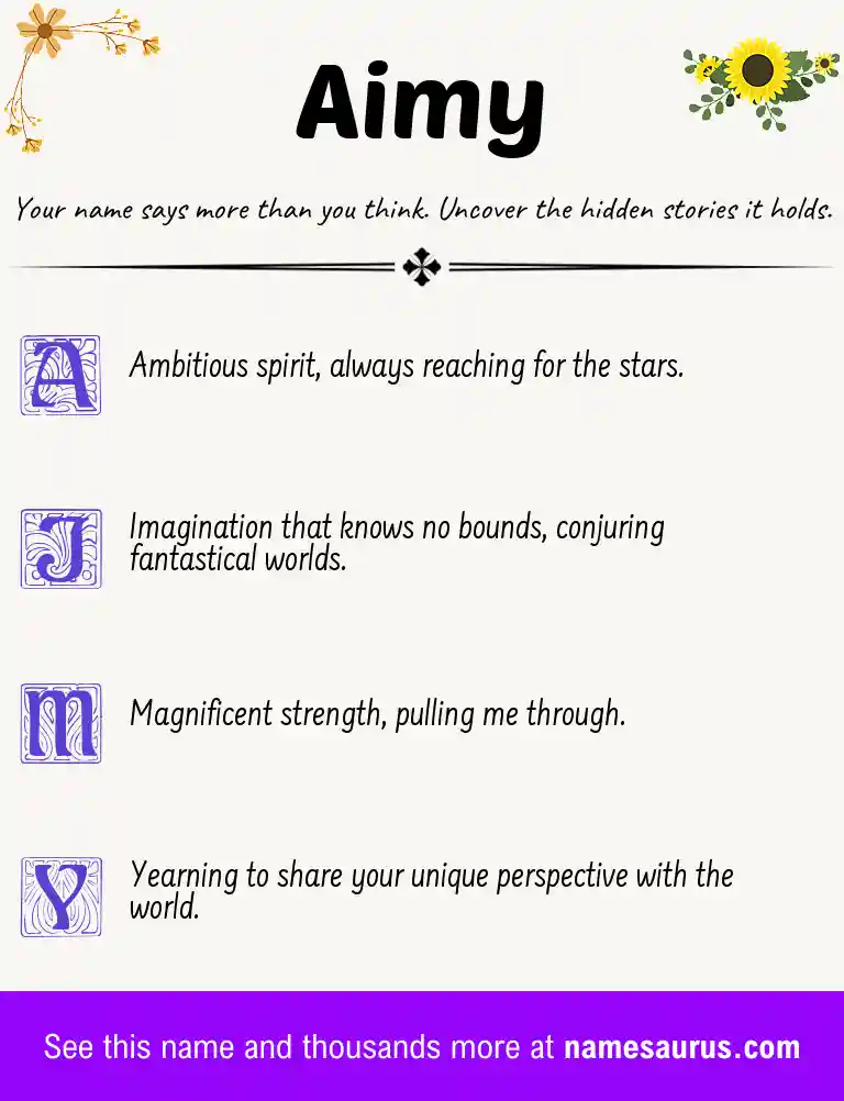 Acrostic poem about Aimy.