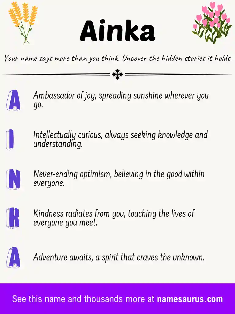 Acrostic poem about Ainka.