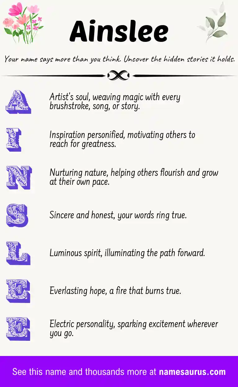 Acrostic poem about Ainslee.