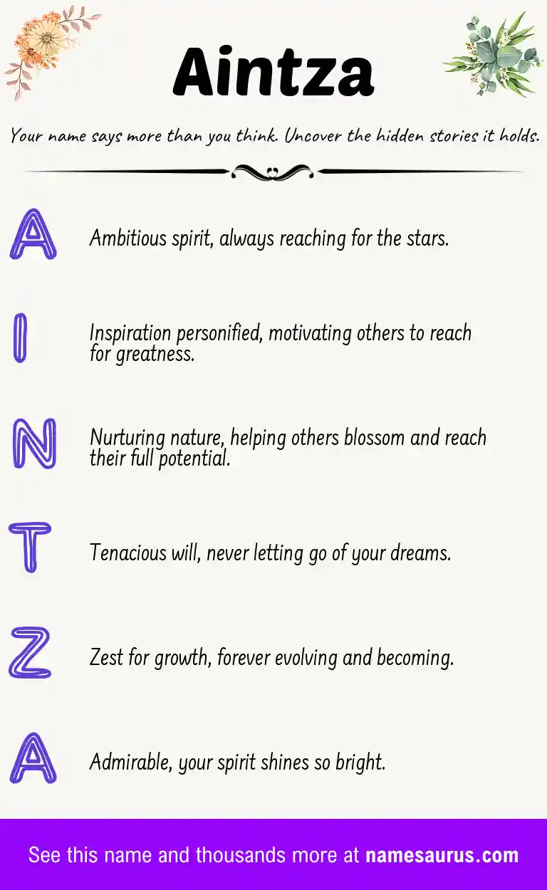 Acrostic poem about Aintza.