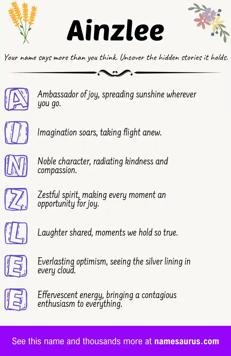 Acrostic poem about Ainzlee.