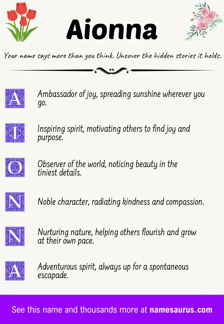 Acrostic poem about Aionna.