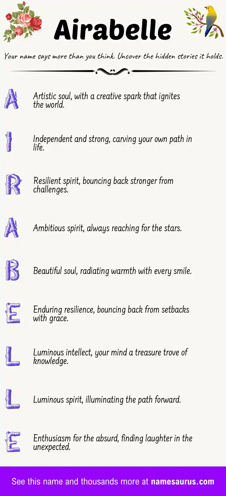 Acrostic poem about Airabelle.