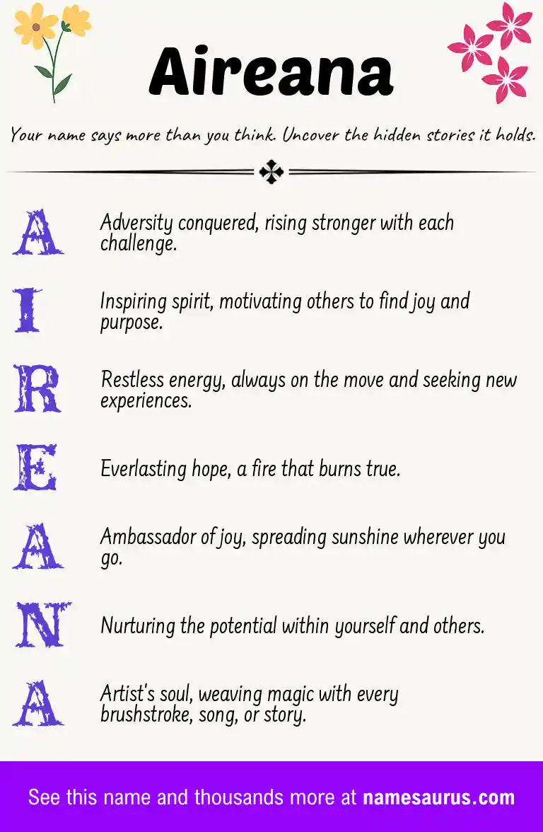 Acrostic poem about Aireana.