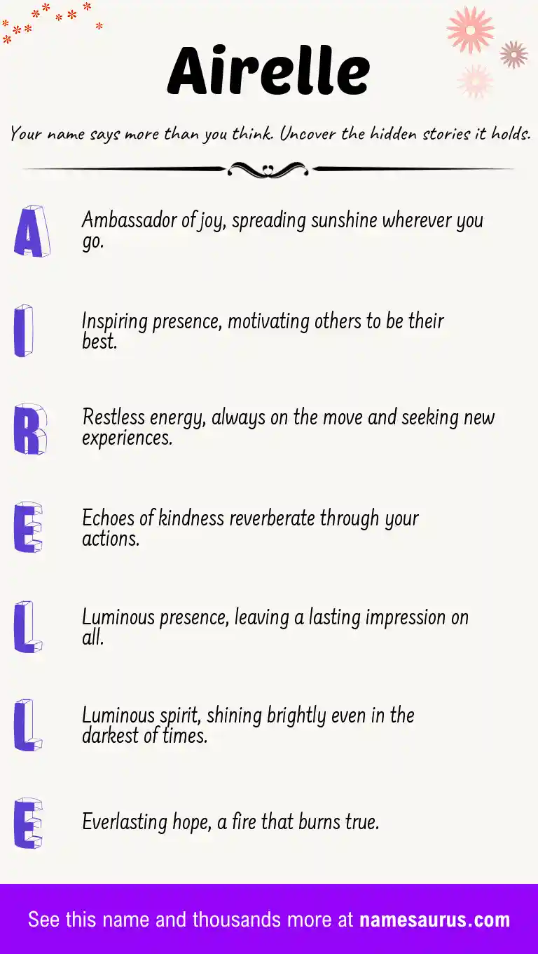 Acrostic poem about Airelle.