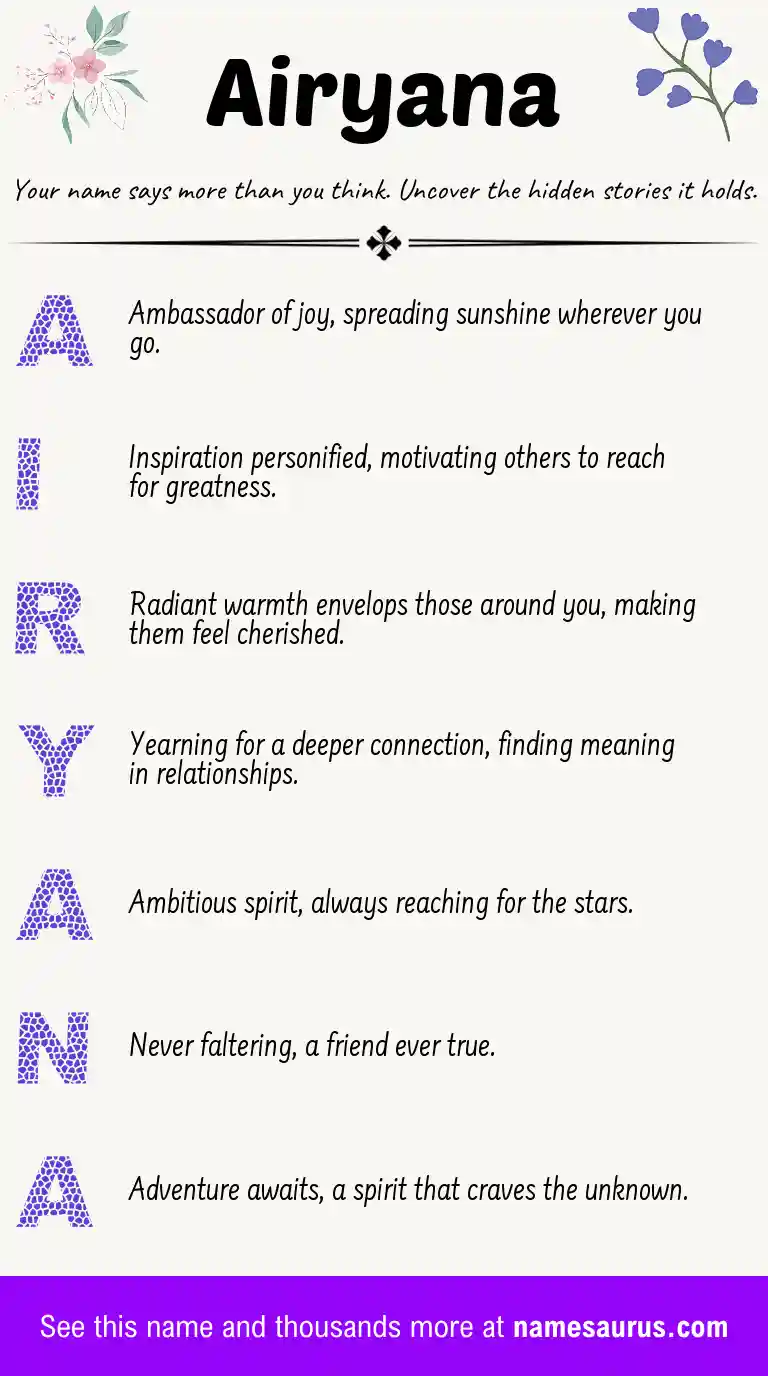 Acrostic poem about Airyana.