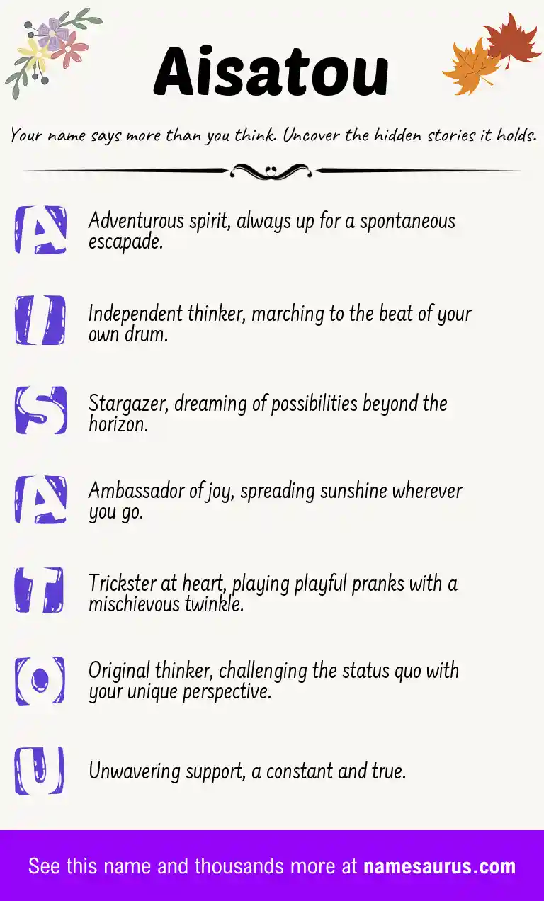 Acrostic poem about Aisatou.
