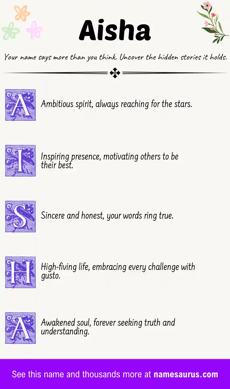 Acrostic poem about Aisha.