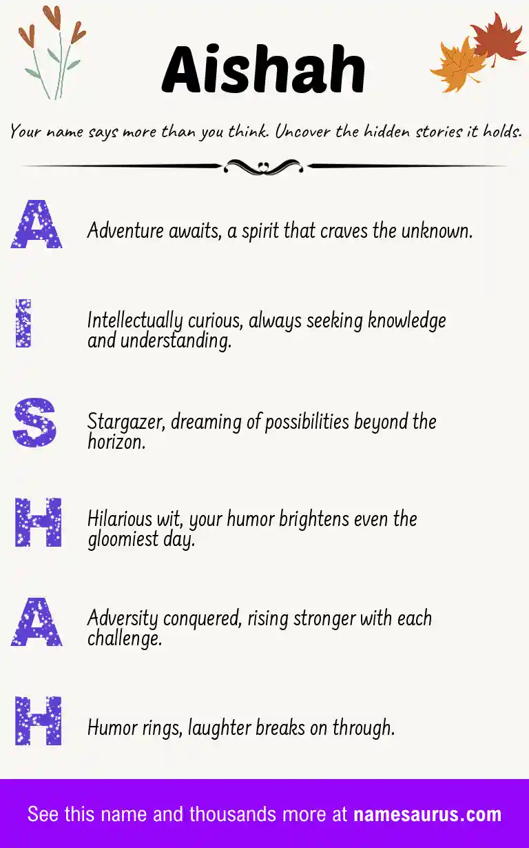 Acrostic poem about Aishah.