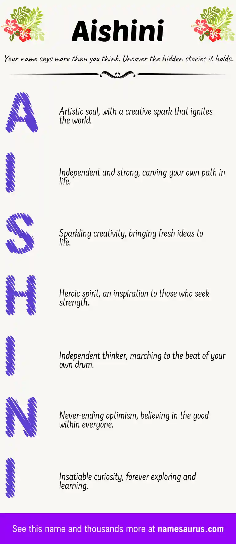 Acrostic poem about Aishini.