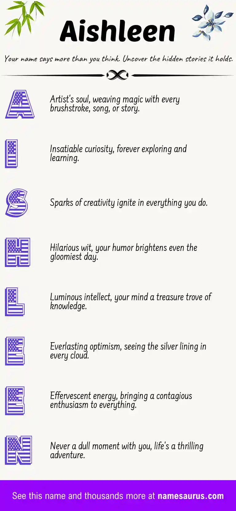 Acrostic poem about Aishleen.