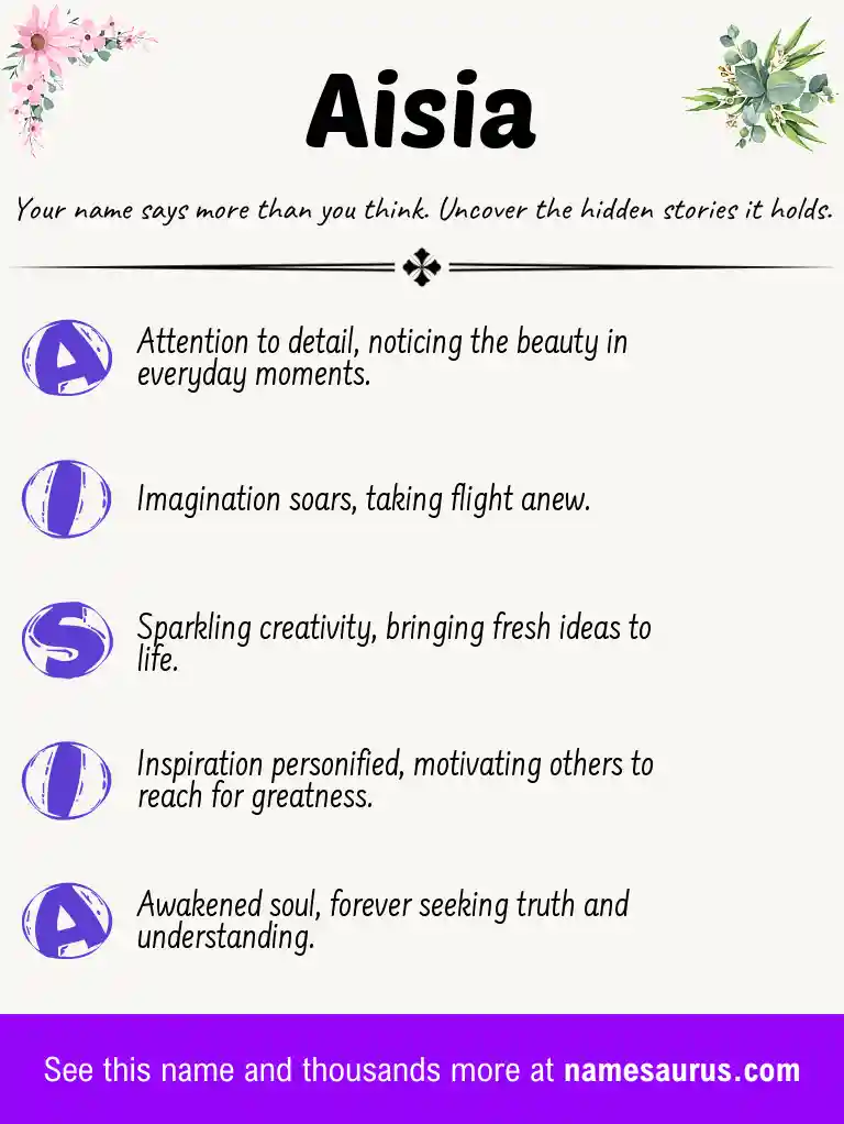 Acrostic poem about Aisia.