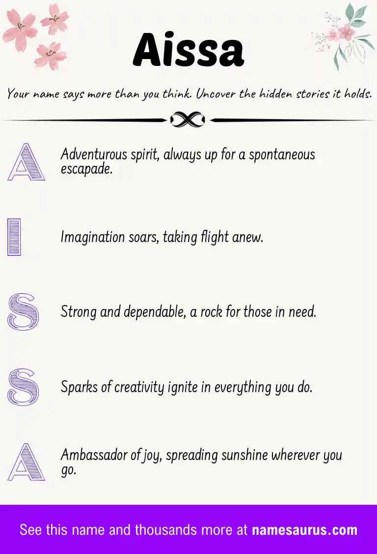 Acrostic poem about Aissa.