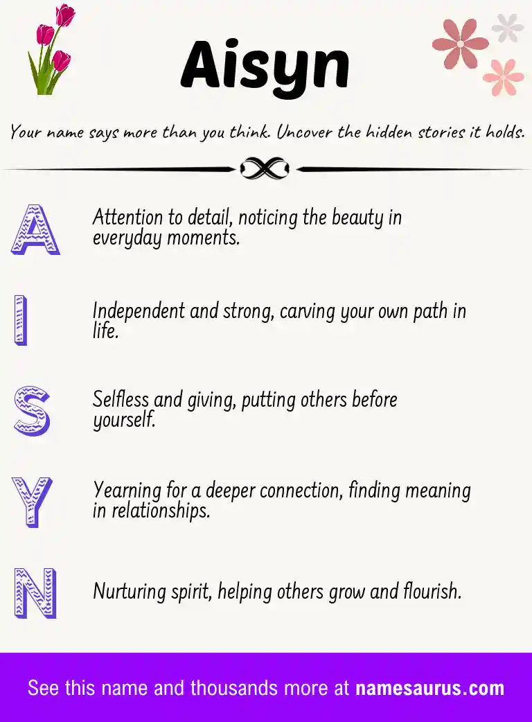 Acrostic poem about Aisyn.