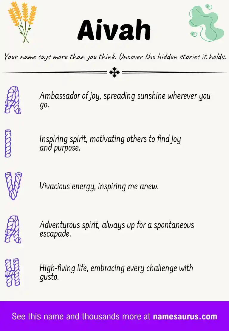 Acrostic poem about Aivah.