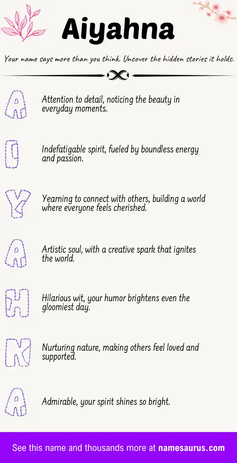 Acrostic poem about Aiyahna.
