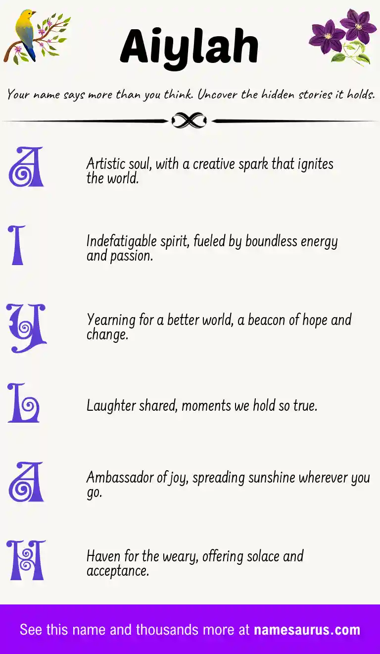 Acrostic poem about Aiylah.