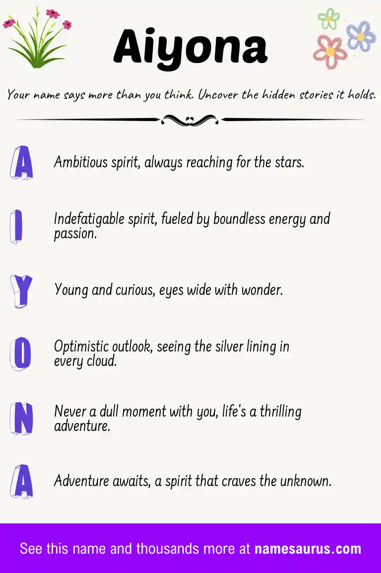 Acrostic poem about Aiyona.