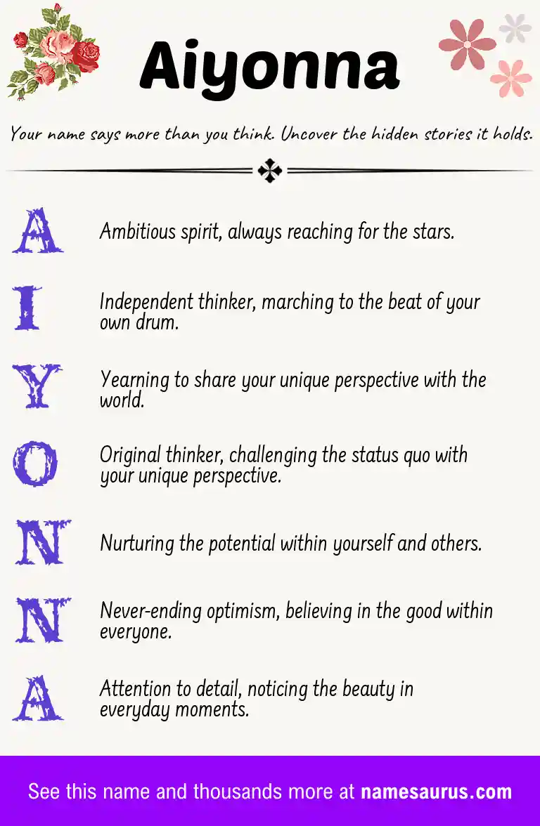 Acrostic poem about Aiyonna.