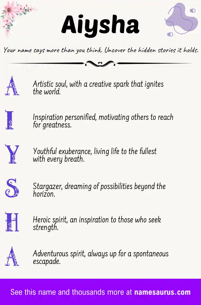 Acrostic poem about Aiysha.