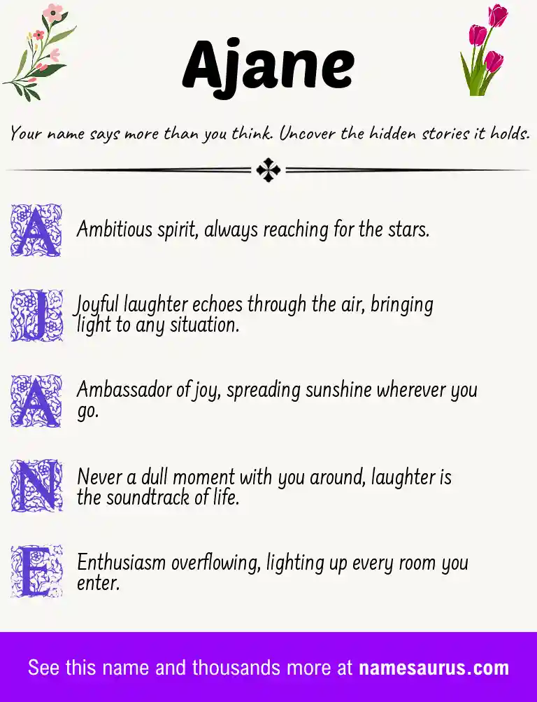 Acrostic poem about Ajane.