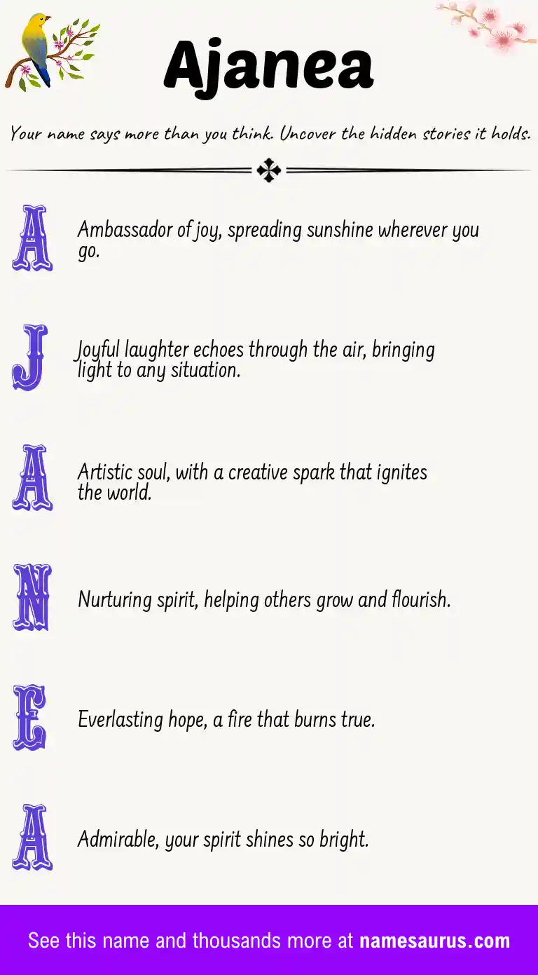 Acrostic poem about Ajanea.