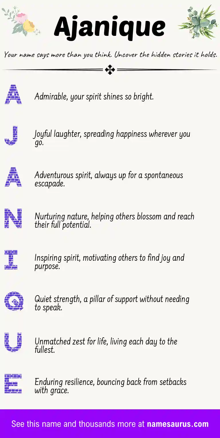 Acrostic poem about Ajanique.