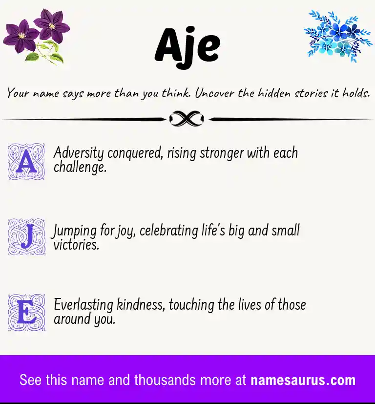 Acrostic poem about Aje.