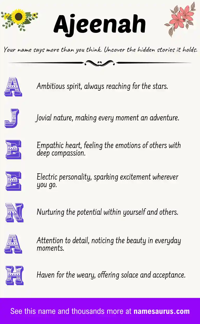 Acrostic poem about Ajeenah.