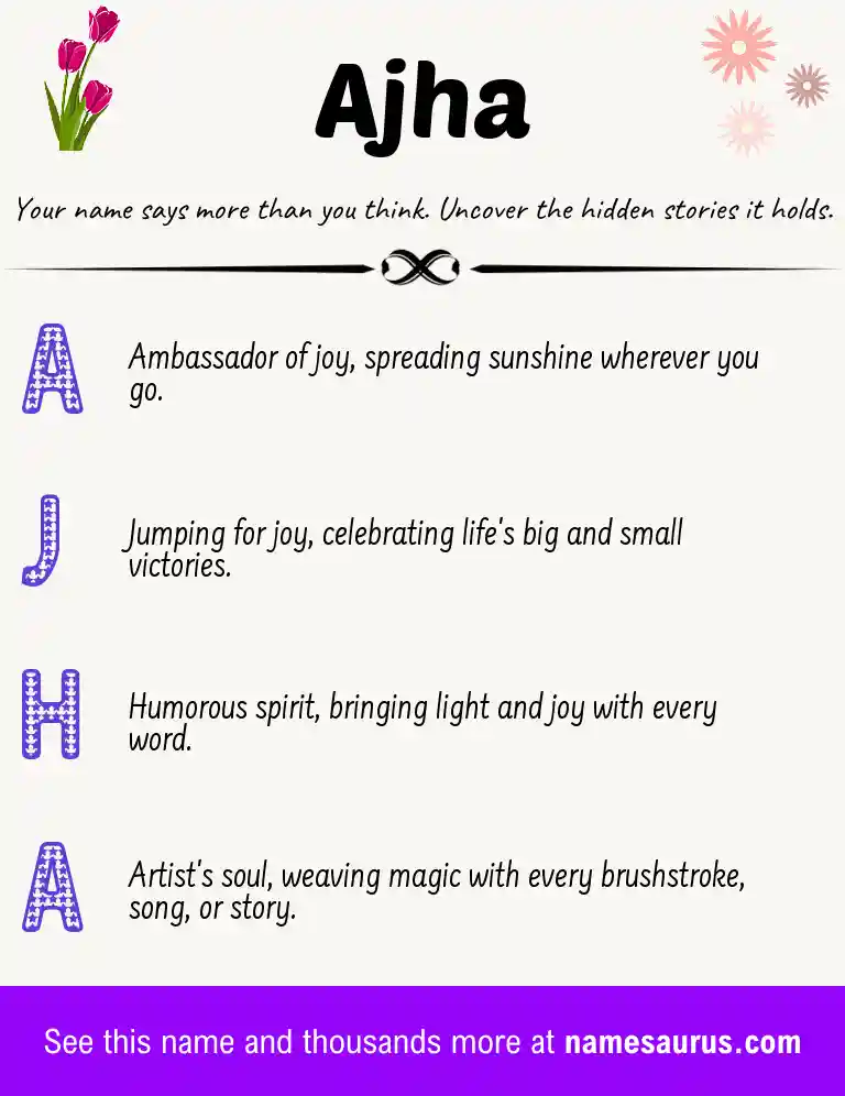 Acrostic poem about Ajha.