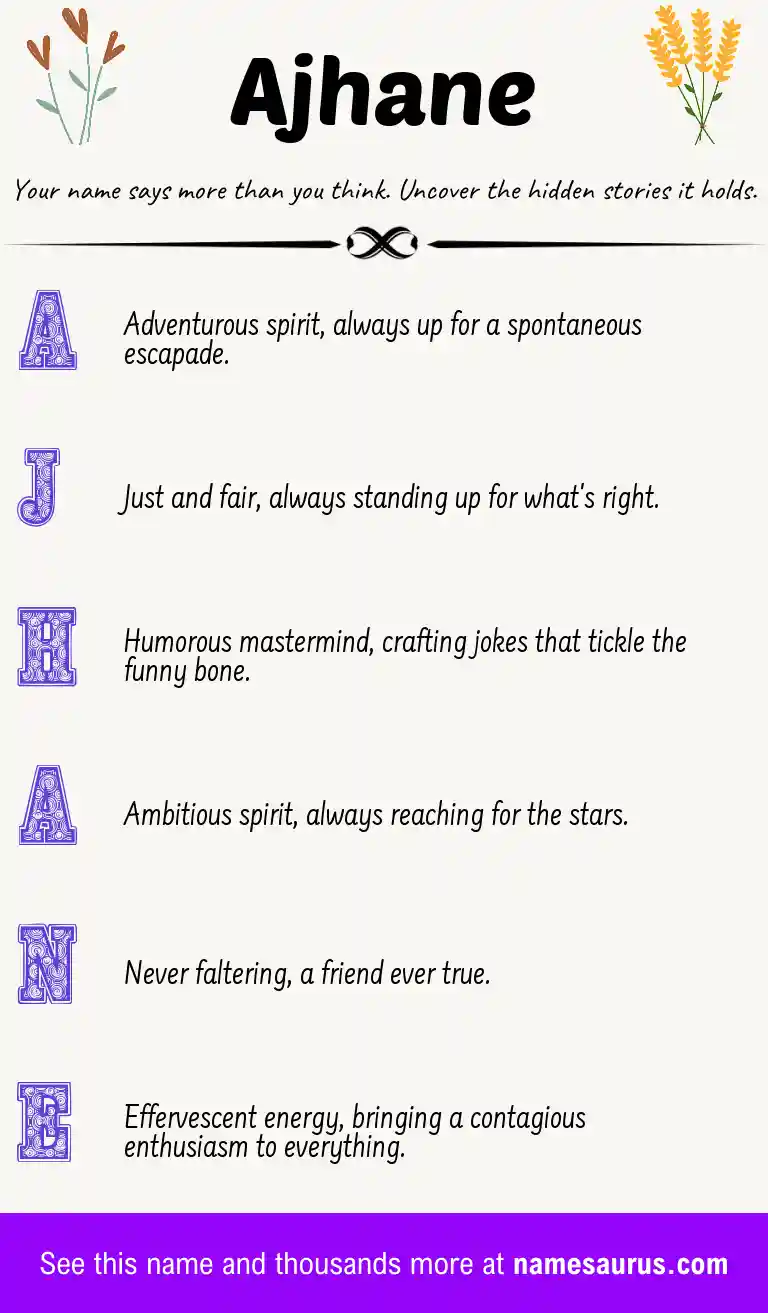 Acrostic poem about Ajhane.