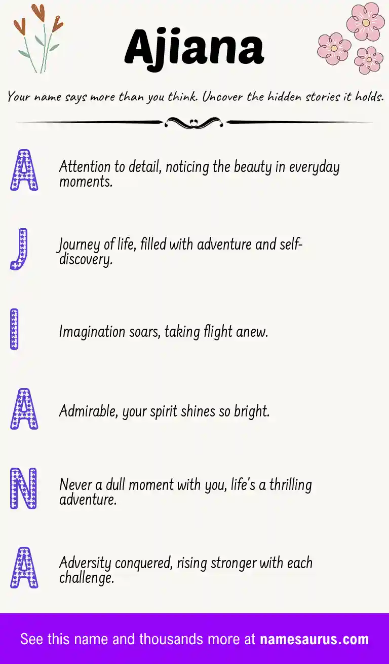 Acrostic poem about Ajiana.