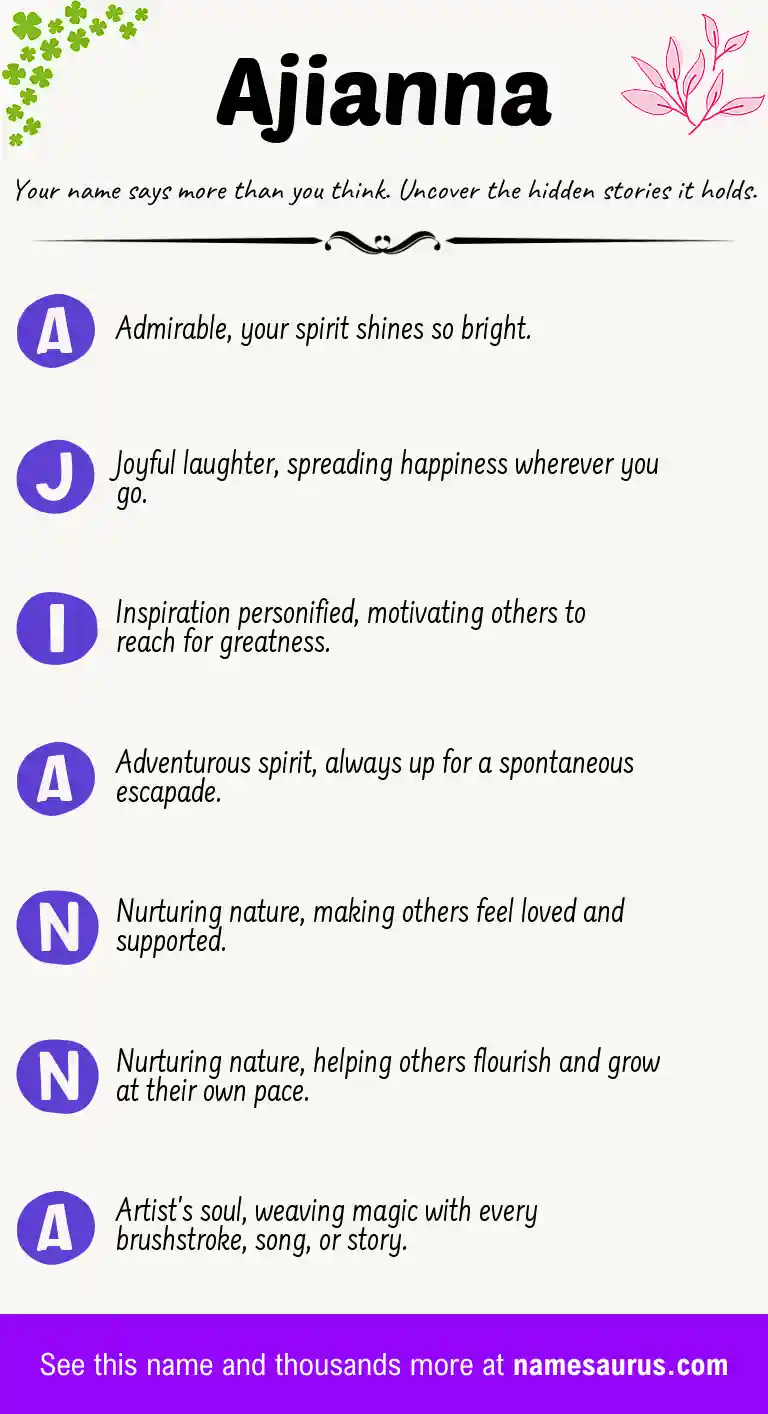Acrostic poem about Ajianna.
