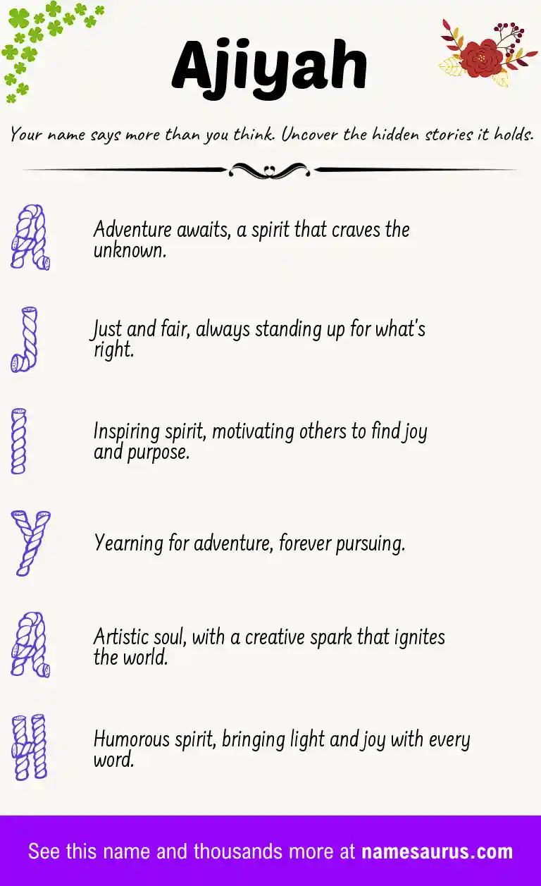 Acrostic poem about Ajiyah.