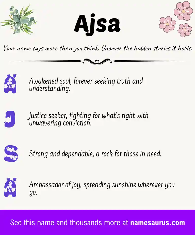 Acrostic poem about Ajsa.