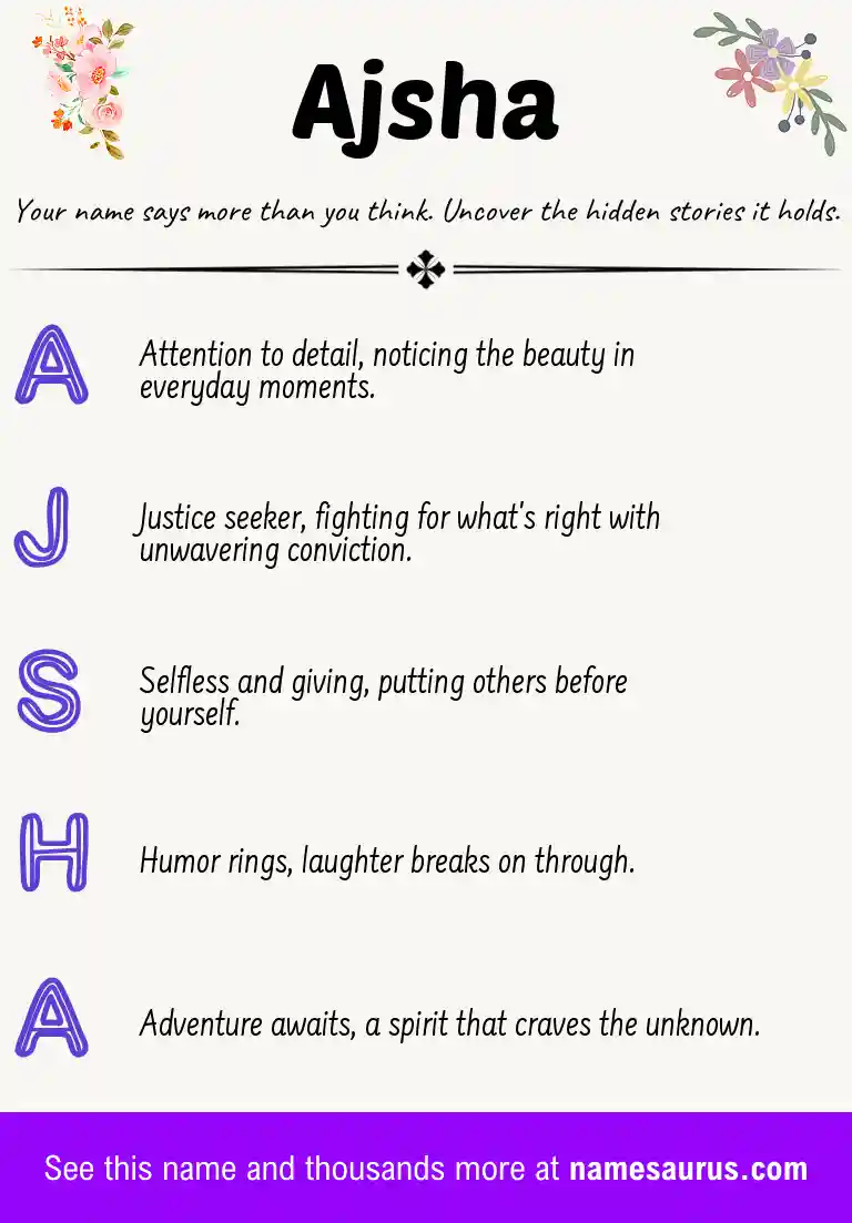 Acrostic poem about Ajsha.