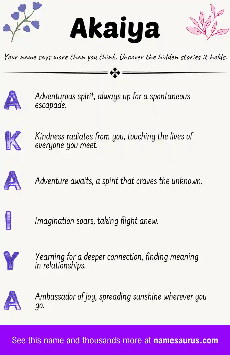 Acrostic poem about Akaiya.