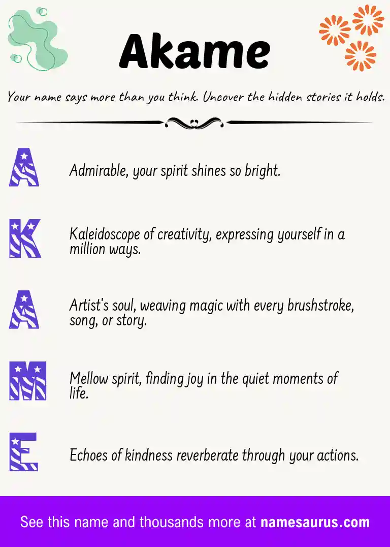 Acrostic poem about Akame.