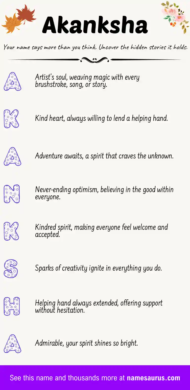 Acrostic poem about Akanksha.